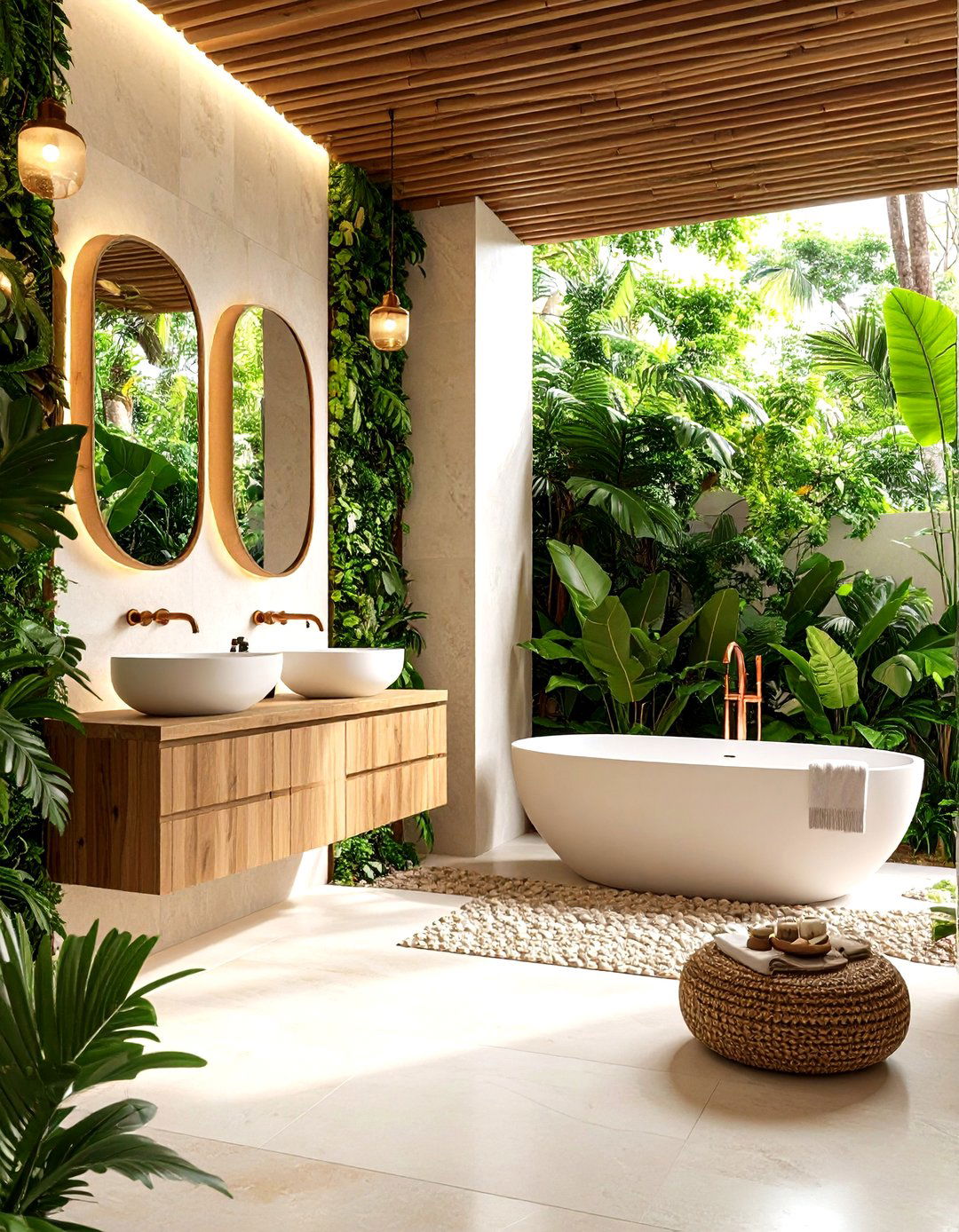 Sage Green and Cream Tropical Bathroom - 20 Sage Green and Cream Bathroom Ideas