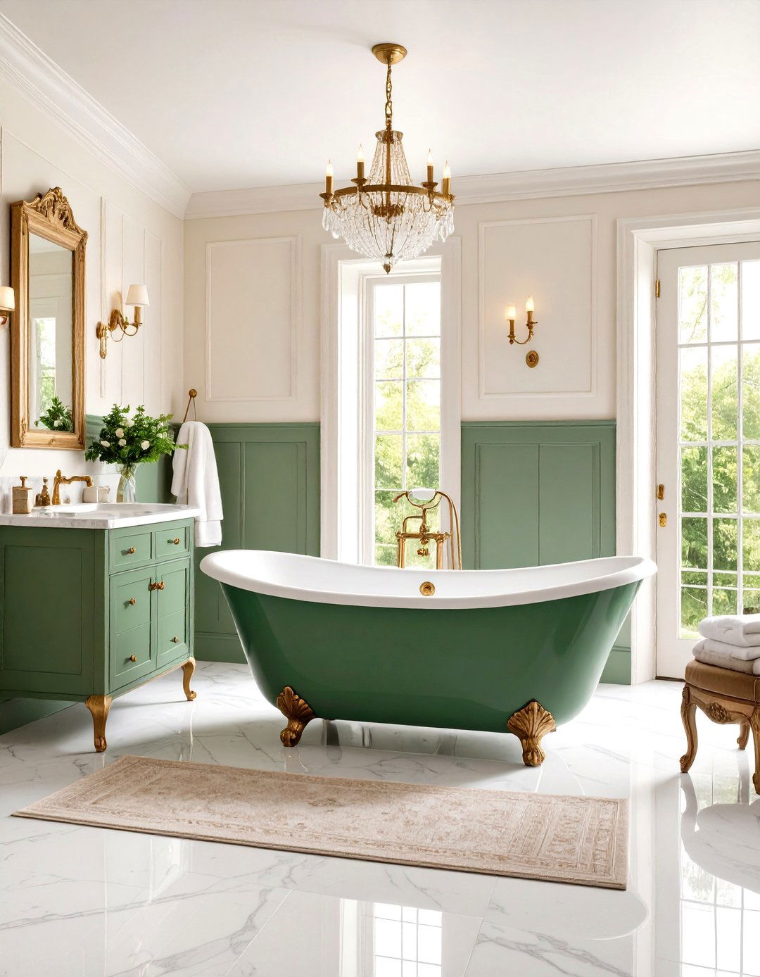 Sage Green and Cream Vintage English Bathroom - 20 Sage Green and Cream Bathroom Ideas
