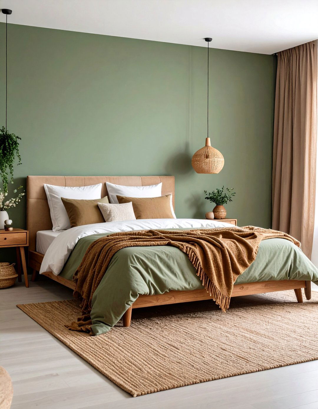 Sage Green and Mushroom Brown Bedroom - 20 Green and Brown Bedroom Ideas