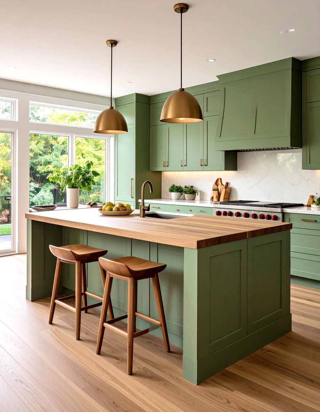 Sage Green and Natural Wood Mix - 20 Sage Green Kitchen Island Ideas