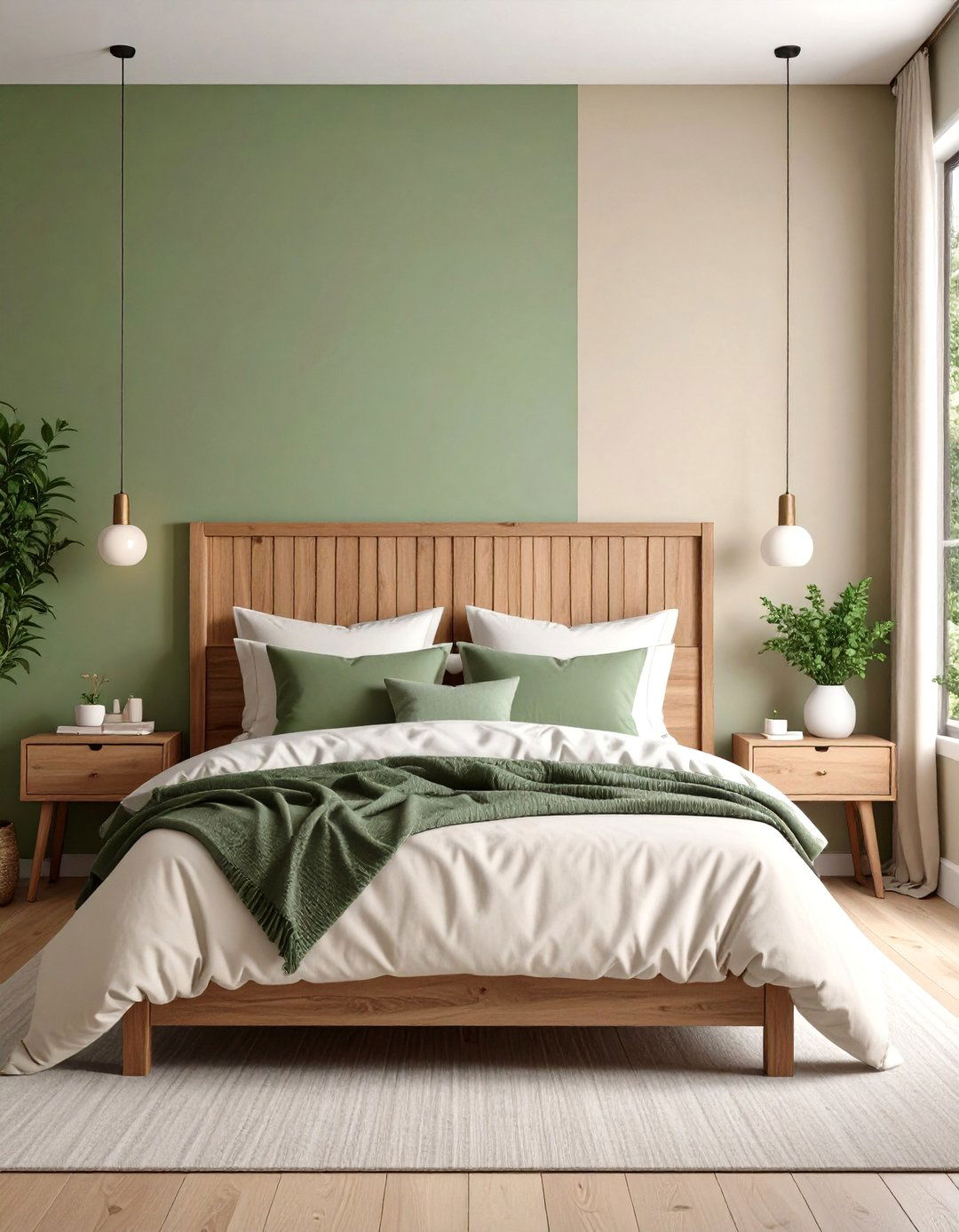 Sage Green and Soft Cream Bedroom Painting Harmony - 20 Bedroom Painting Ideas With Two Colors