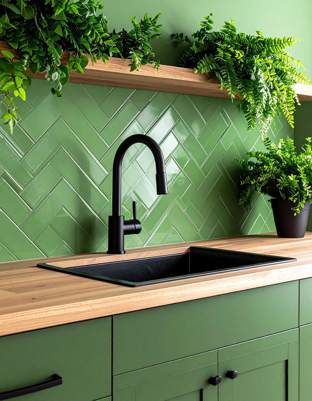 Sage Subway Tile Backsplash - 20 Sage Green Laundry Room Ideas