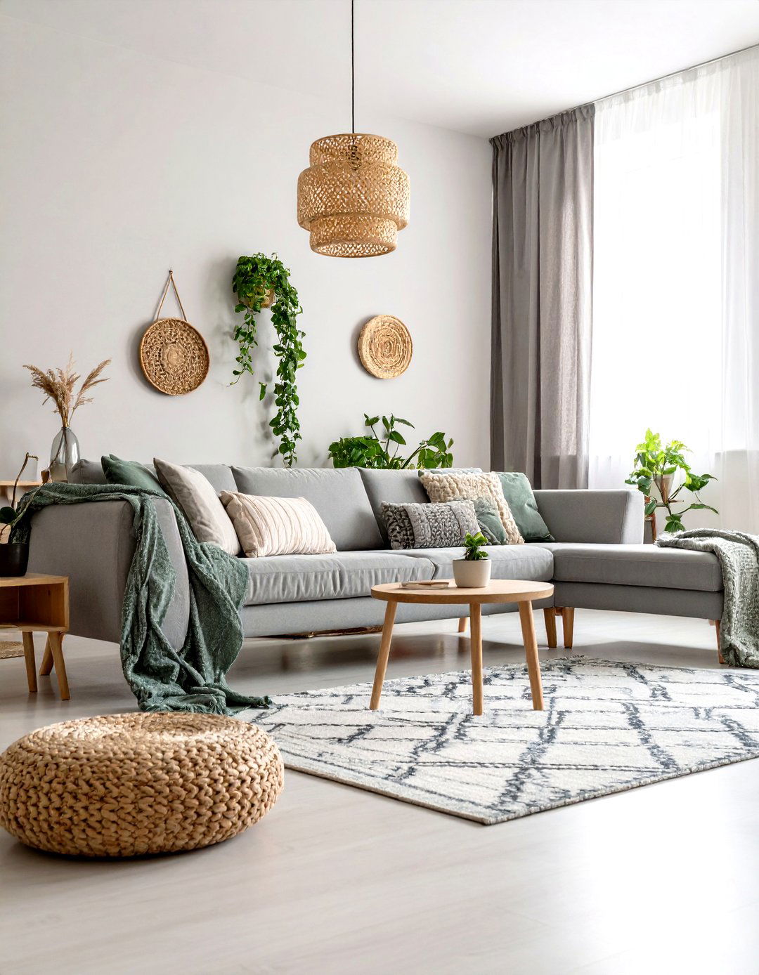 Sage Walls and Pale Grey Seating The Stress Less Base - 20 Green and Grey Living Room Ideas