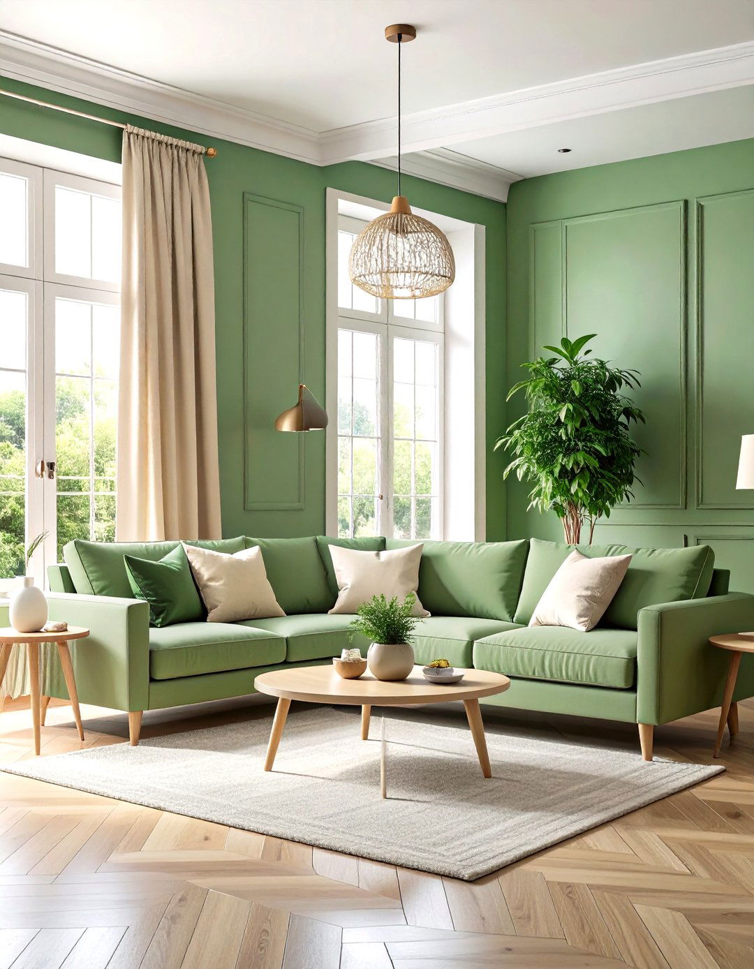 Sage Walls for a Serene Green Living Room - 20 Green Living Room Ideas