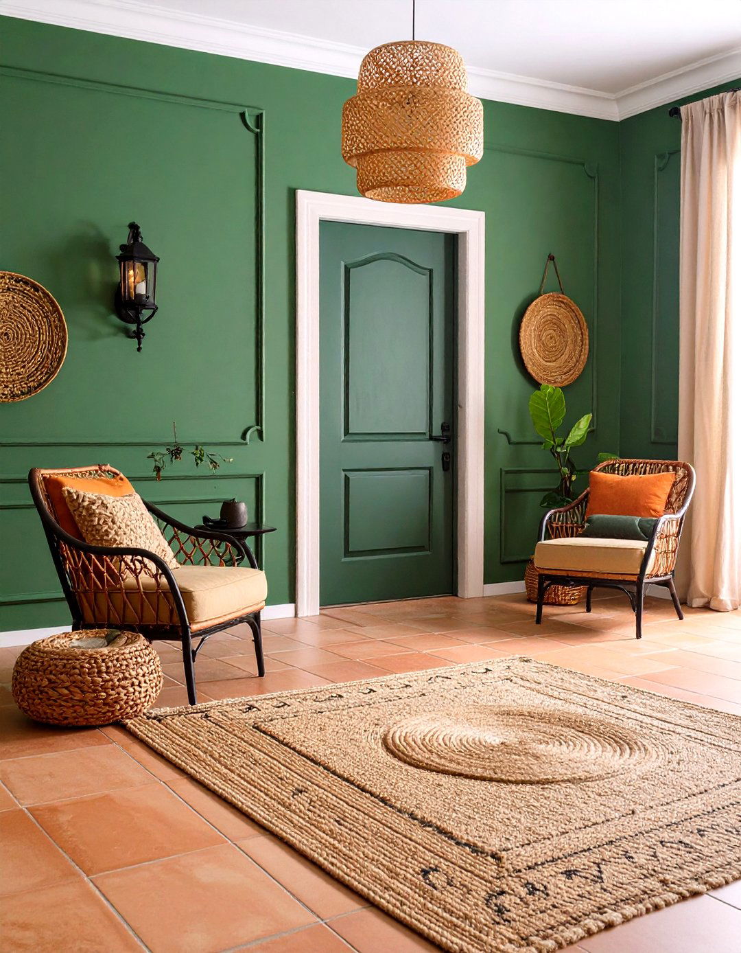 Sage Walls with Fired Terracotta Floors - 20 Floor and Wall Color Ideas