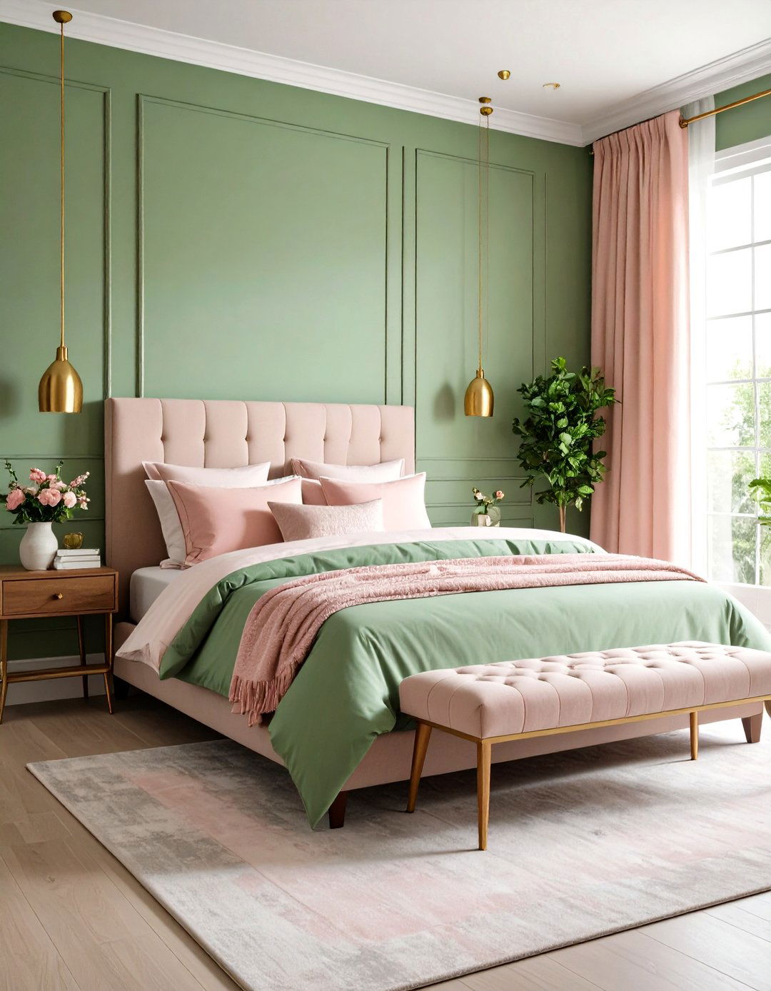 Sage and Pink Light Green Bedroom Romance - 20 Light Green Bedroom Ideas
