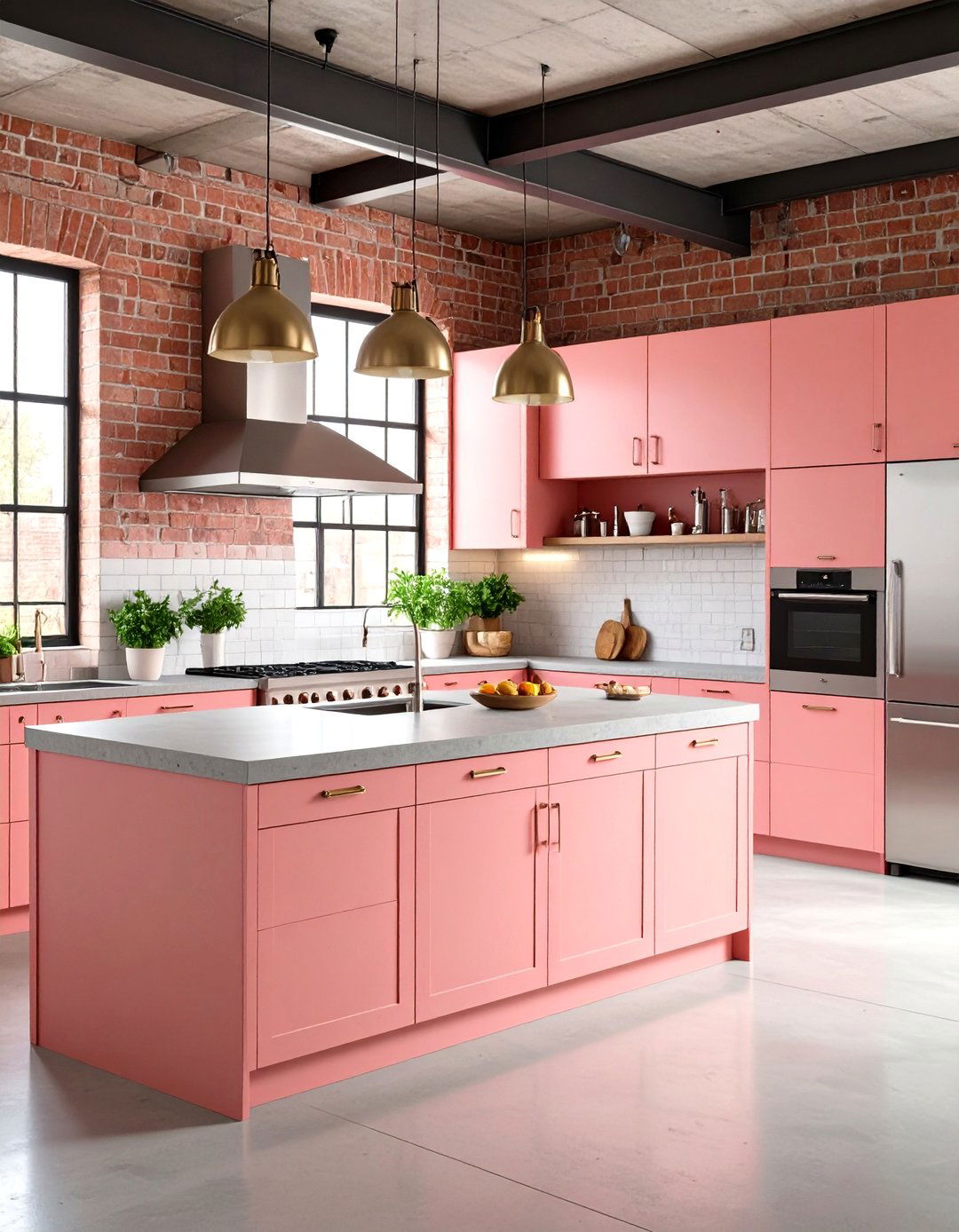 Salmon Pink Kitchen Modern Industrial - 20 Pink Kitchen Ideas