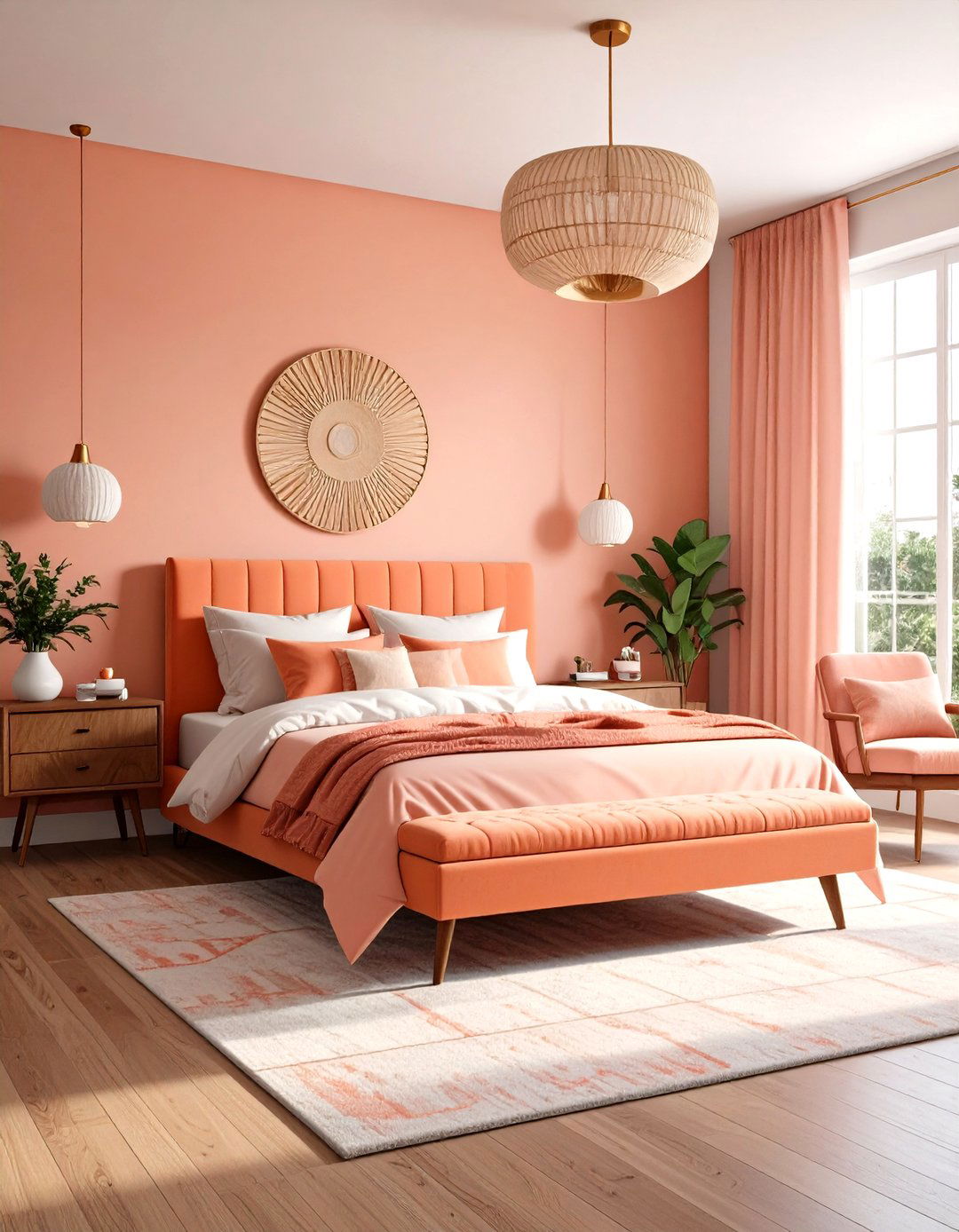 Salmon Pink Room Mid Century Modern - 20 Pink Room Ideas