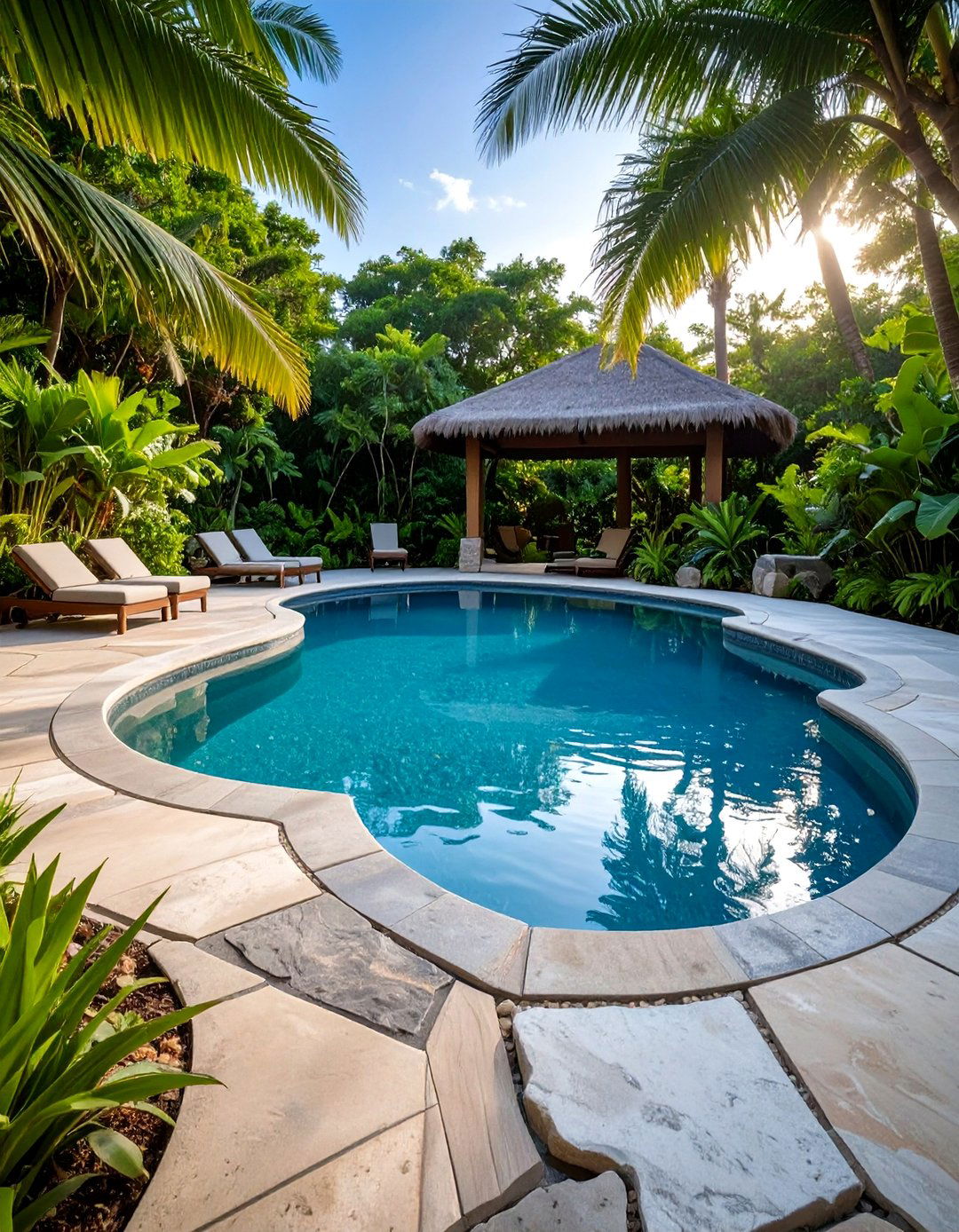 Salt Finished Concrete Pool Deck for Natural Texture - 20 Concrete Pool Deck Ideas
