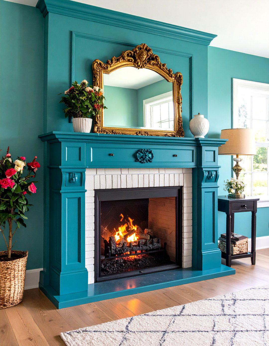 Salvaged Vintage Mantel Faux Fireplace - 20 Faux Fireplace Ideas