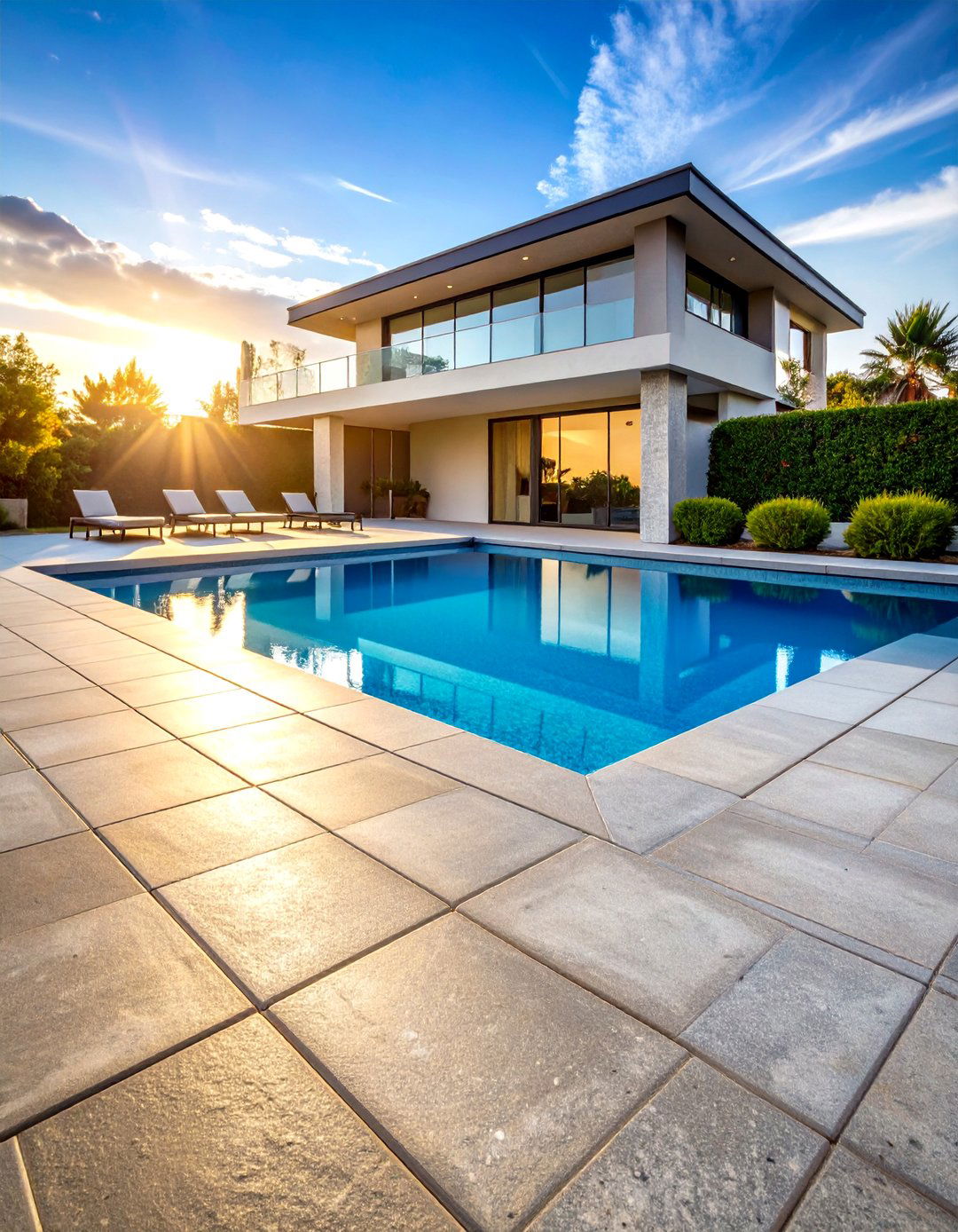 Sandblasted Texture Concrete Pavers Pool Deck - 20 Concrete Pavers Around Pool Ideas