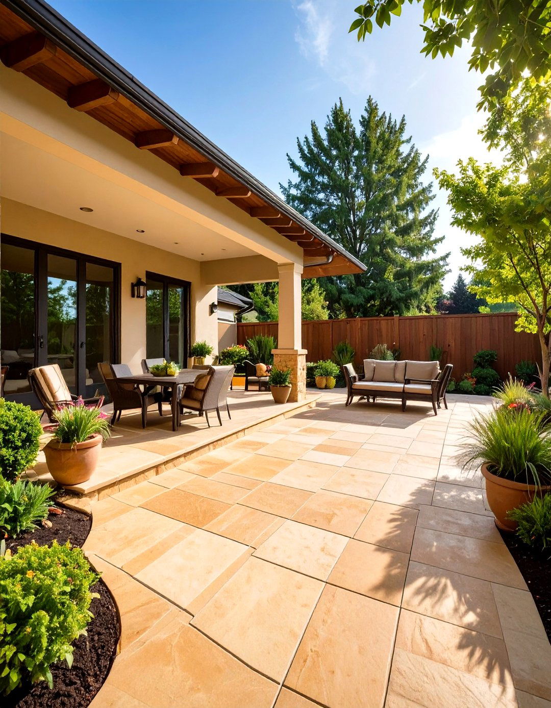 Sandstone Patio Extension - 20 Stone Porch Ideas