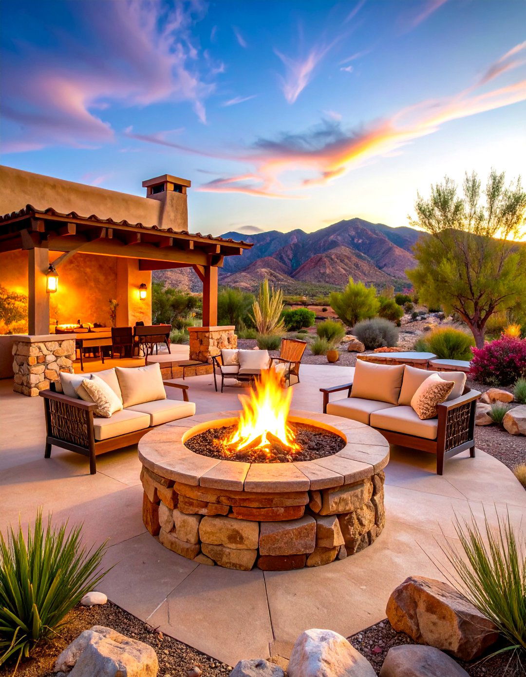 Sandstone Rock Fire Pit Rustic Design - 20 Rock Fire Pit Ideas