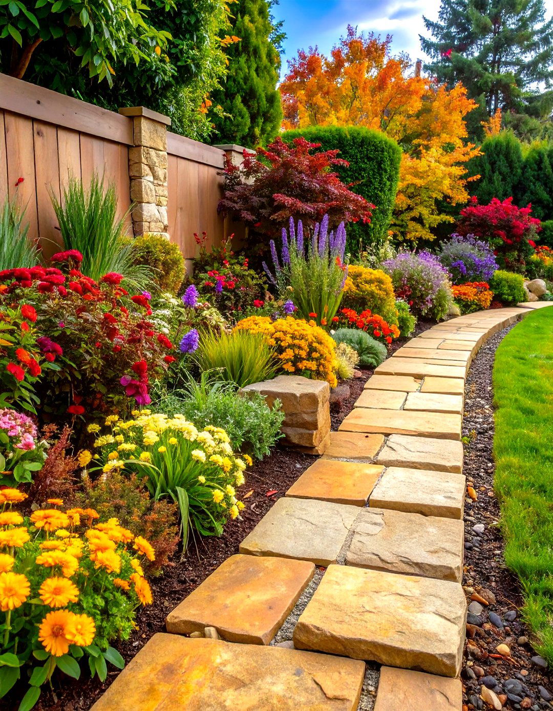 Sandstone Slabs - 20 Stone Garden Edging Ideas