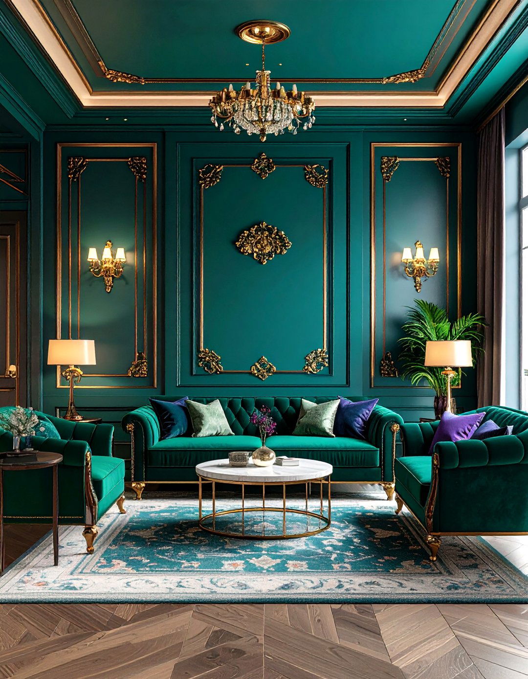 Saturated Jewel Tone Walls or Trim - 20 Glam Living Room Ideas