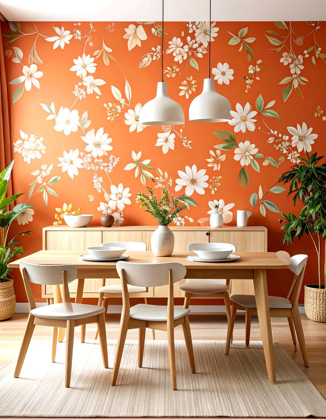 Saturated Paint or Wallpaper for Bold Backdrop - 20 Boho Dining Room Ideas