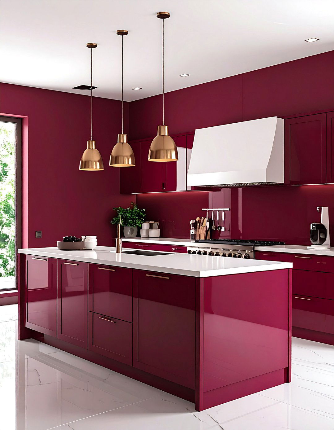 Saturated Wall Paint Unifies the Gothic Mood - 20 Gothic Kitchen Ideas