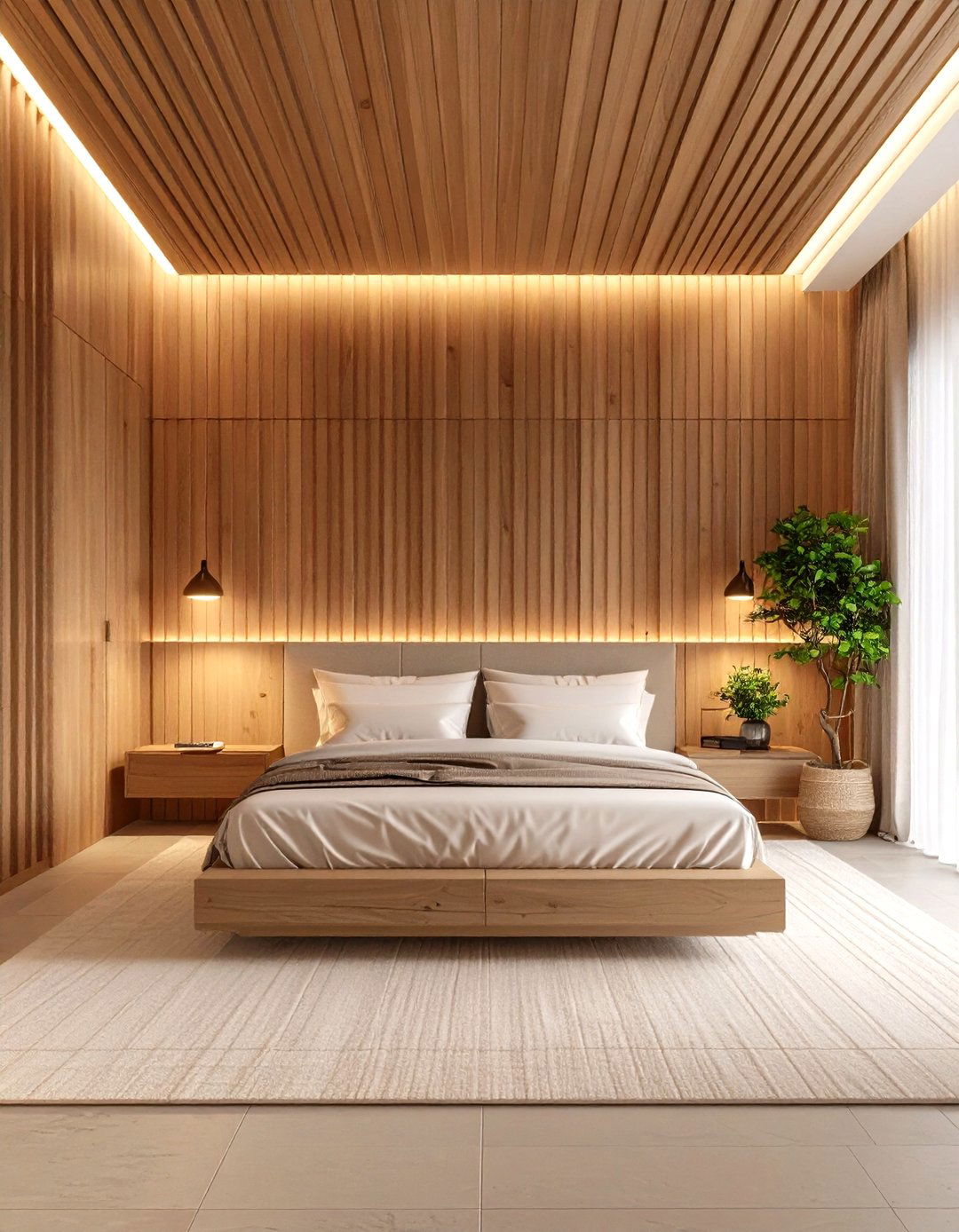 Saybrook Sage Slat Wall to Stretch Height - 20 Green Panelling Bedroom Ideas