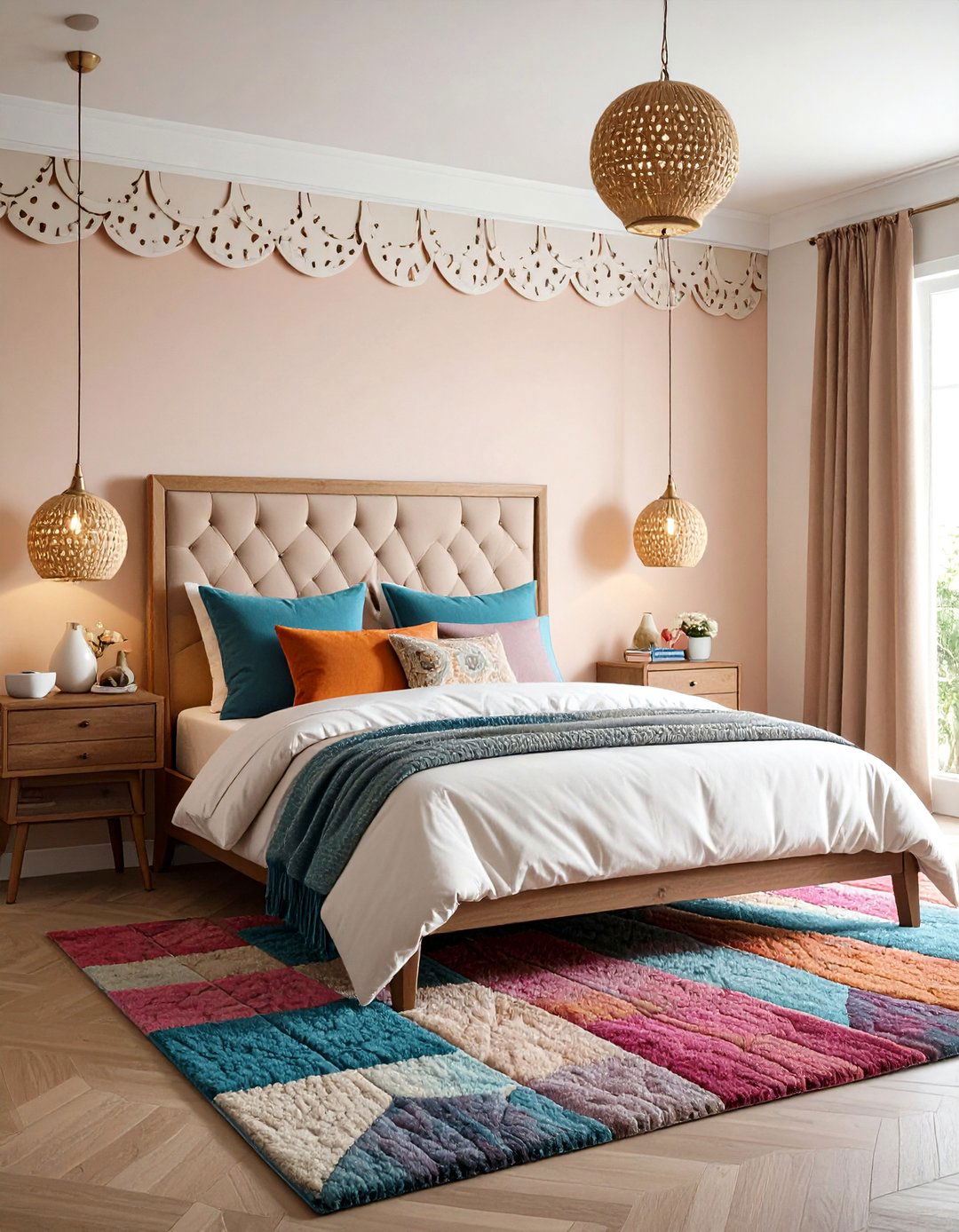 Scalloped Edge Border Bedroom Wall Painting - 20 Bedroom Wall Painting Ideas
