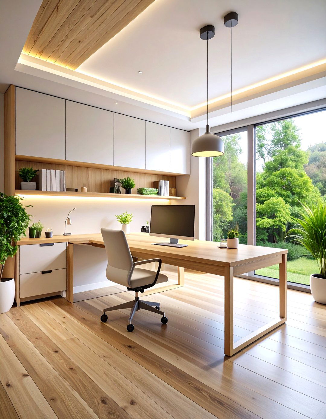 Scandinavian Birch Built In Desk - 20 Built-in Desk Ideas