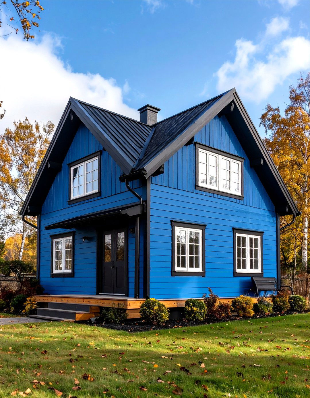 Scandinavian Blue House Serenity - 20 Blue House With Black Trim Ideas