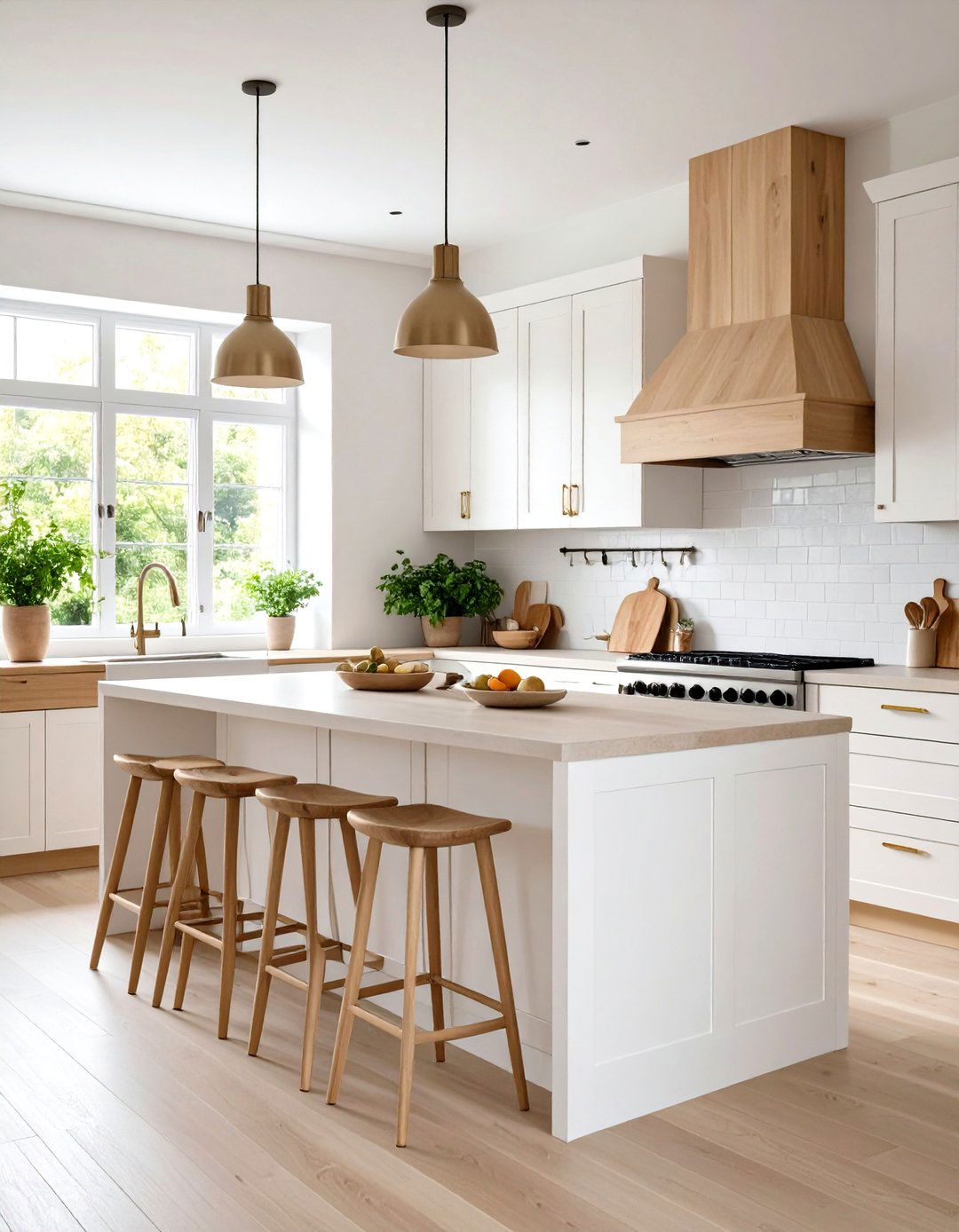 Scandinavian Calm Off white with Light Oak Accents - 25 Off-white Kitchen Cabinets