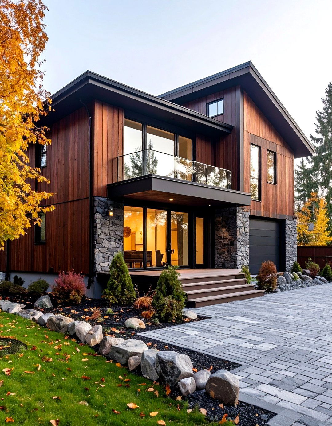 Scandinavian Chocolate Slats and Shadow Line Trim - 20 Dark Brown House With Black Trim