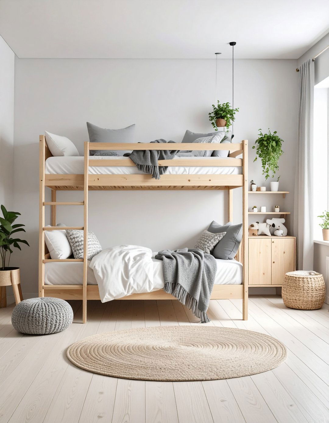 Scandinavian Inspired Bunk Room with Light Woods - 20 bunk room ideas