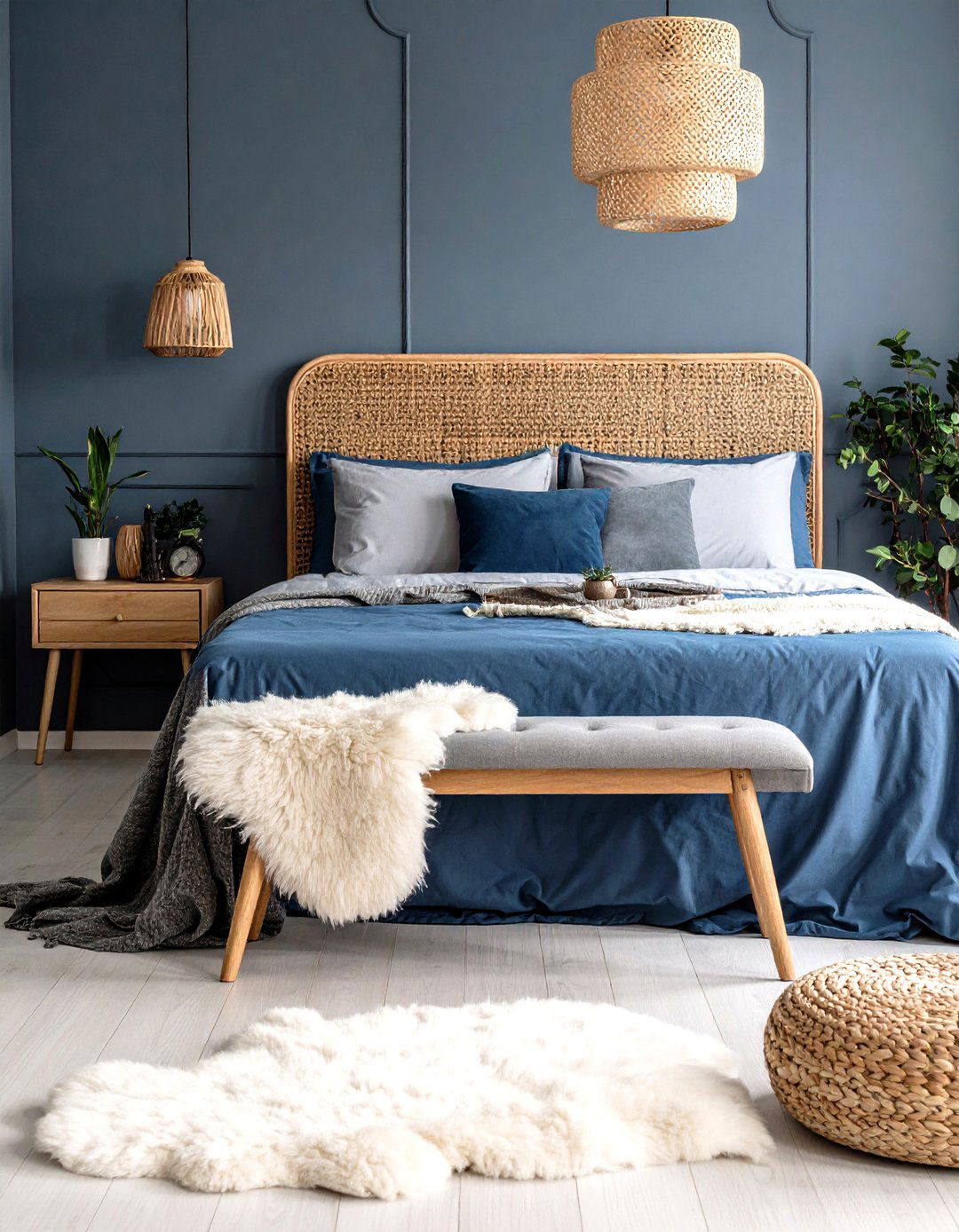 Scandinavian Inspired Dark Blue Bedroom Touch - 20 Dark Blue Bedroom Ideas