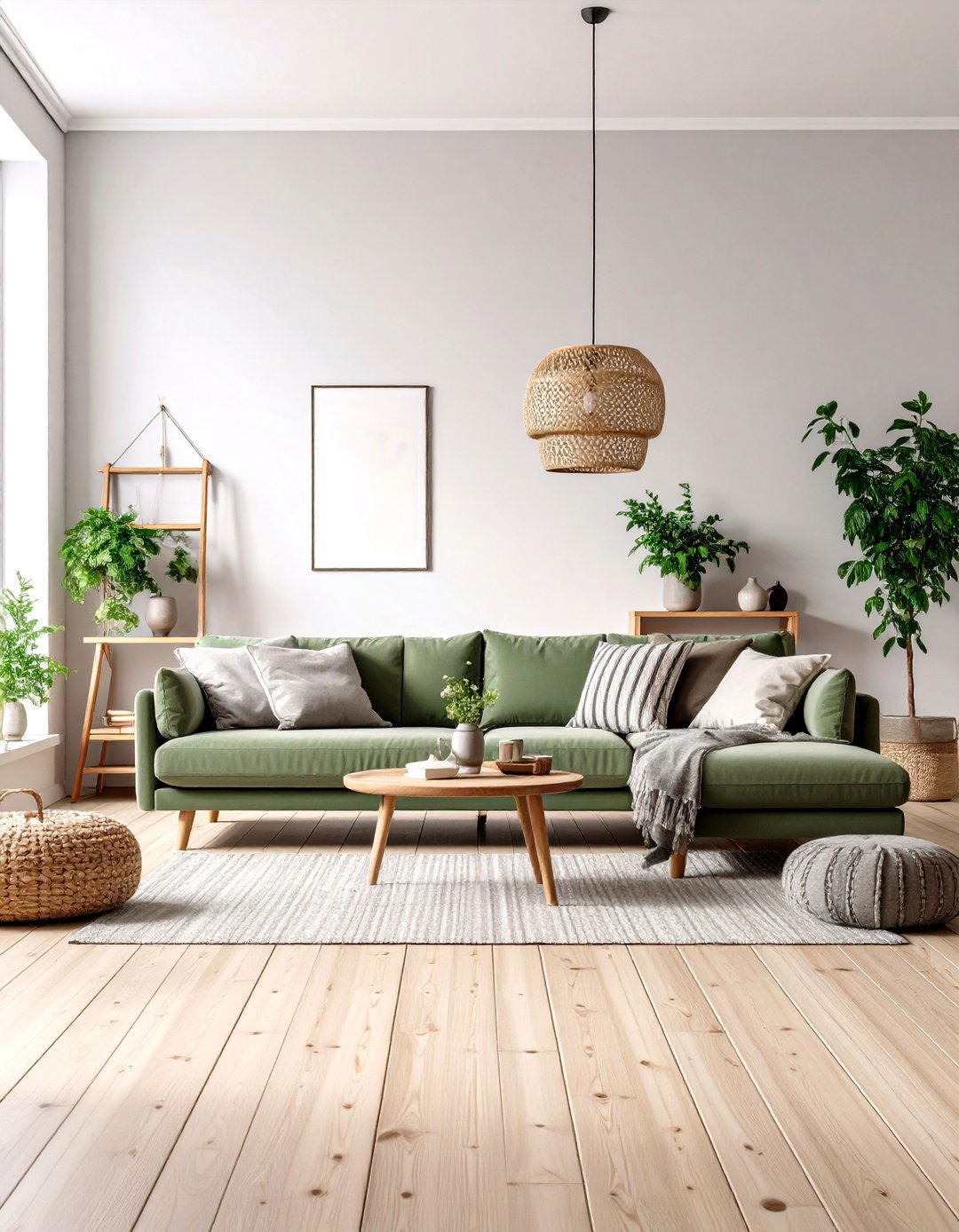 Scandinavian Inspired Minimal Grey and Sage Hub - 20 Grey and Sage Green Living Room Ideas