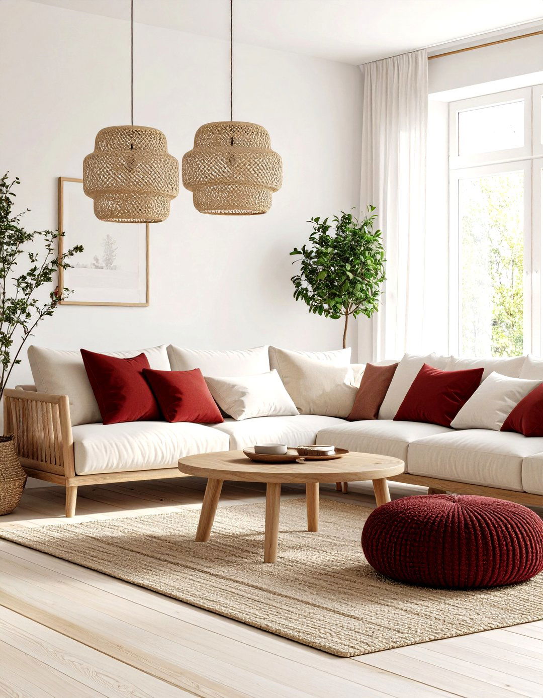 Scandinavian Inspired Red Accents - 20 Red Living Room Ideas