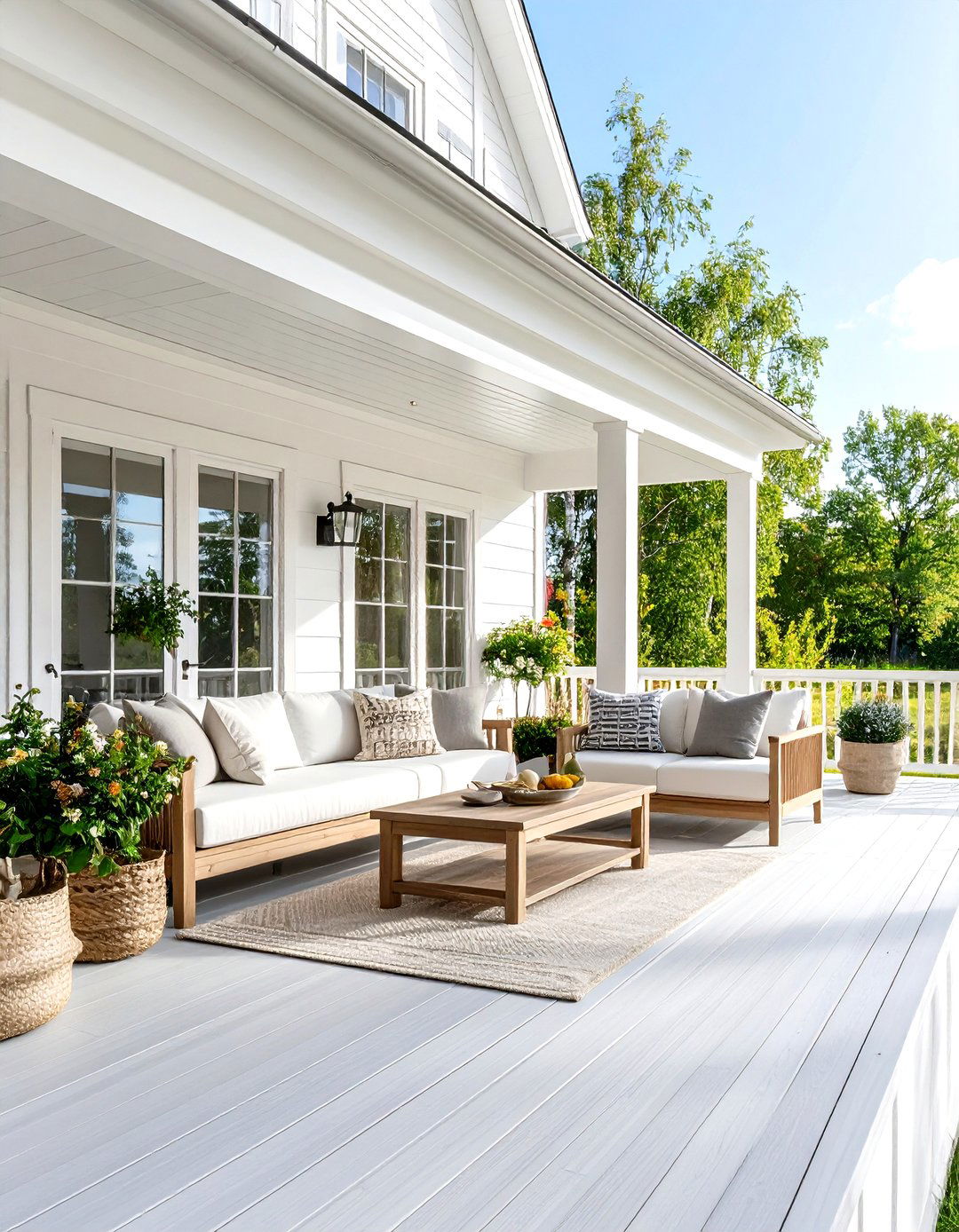 Scandinavian Inspired White Farmhouse With Wrap around Porch - 20 White Farmhouse With Wrap-around Porch Ideas