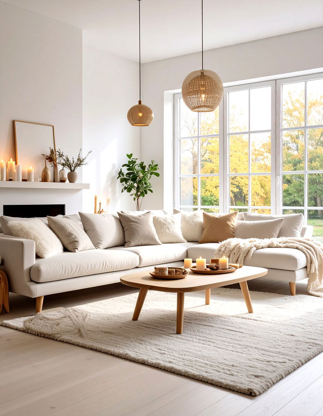 Scandinavian Inspired White Living Room with Hygge Elements - 20 White Living Room Ideas