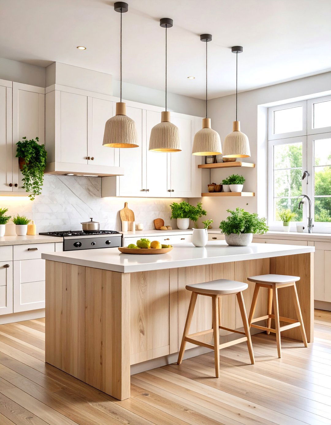 Scandinavian Kitchen Island Decor with Natural Light Wood - 20 kitchen island decor ideas