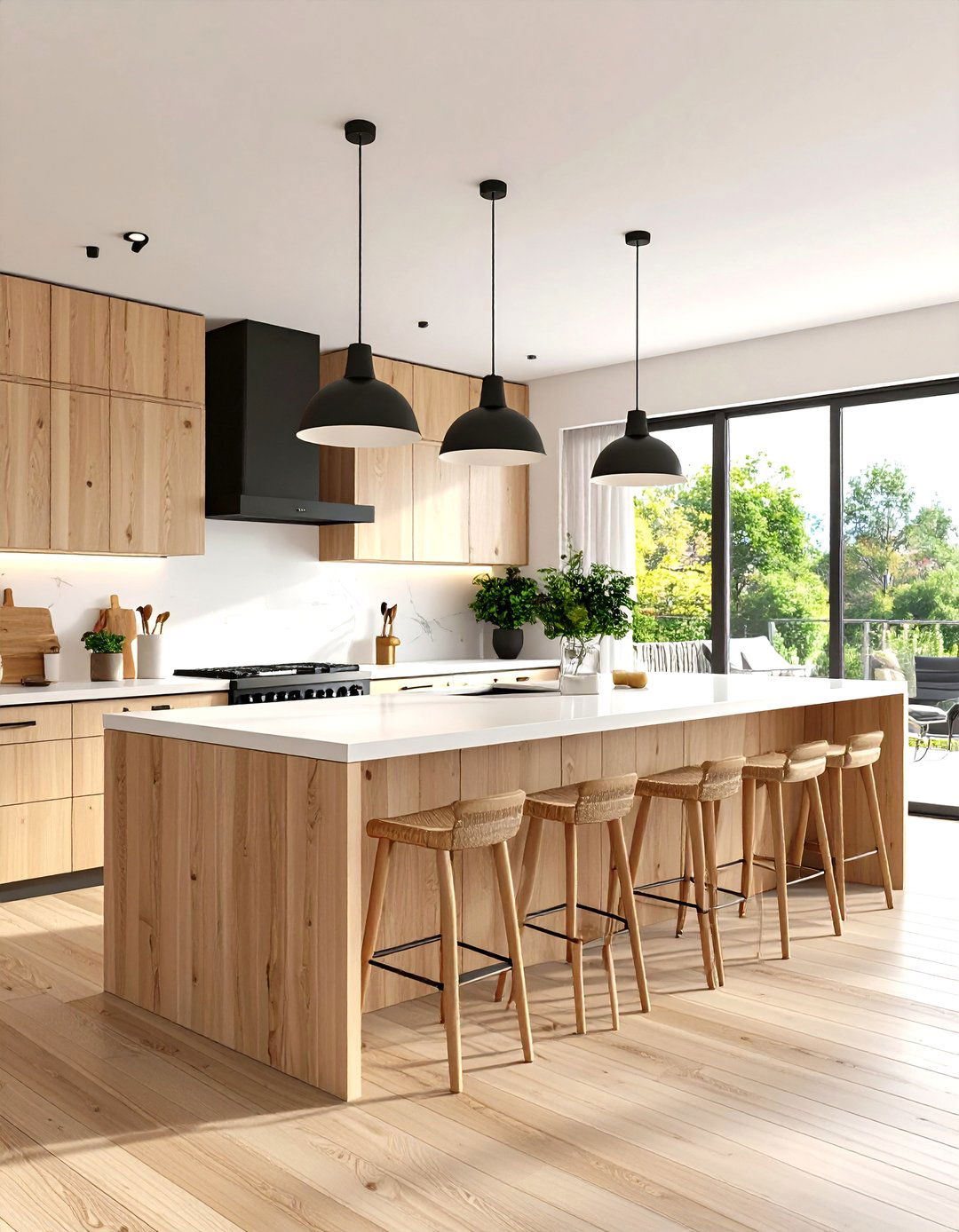 Scandinavian Kitchen Peninsula with Light Wood and White Finishes - 20 Kitchen Peninsula Ideas
