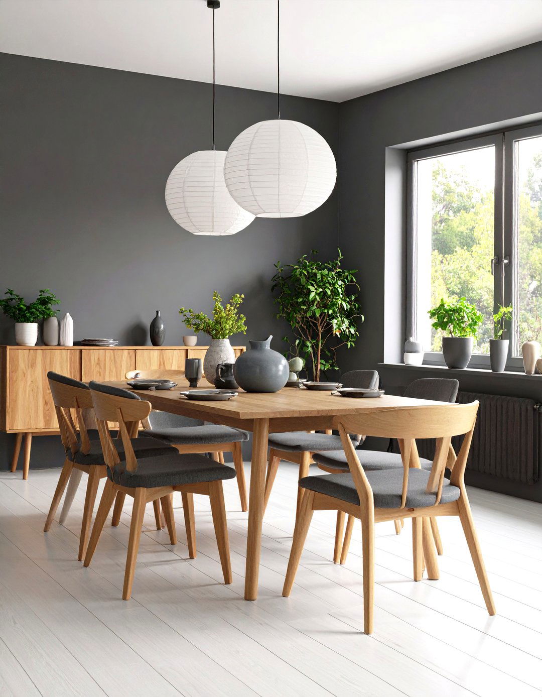Scandinavian Light Gray Keeps a Dining Room Airy - 20 Gray Dining Room Ideas
