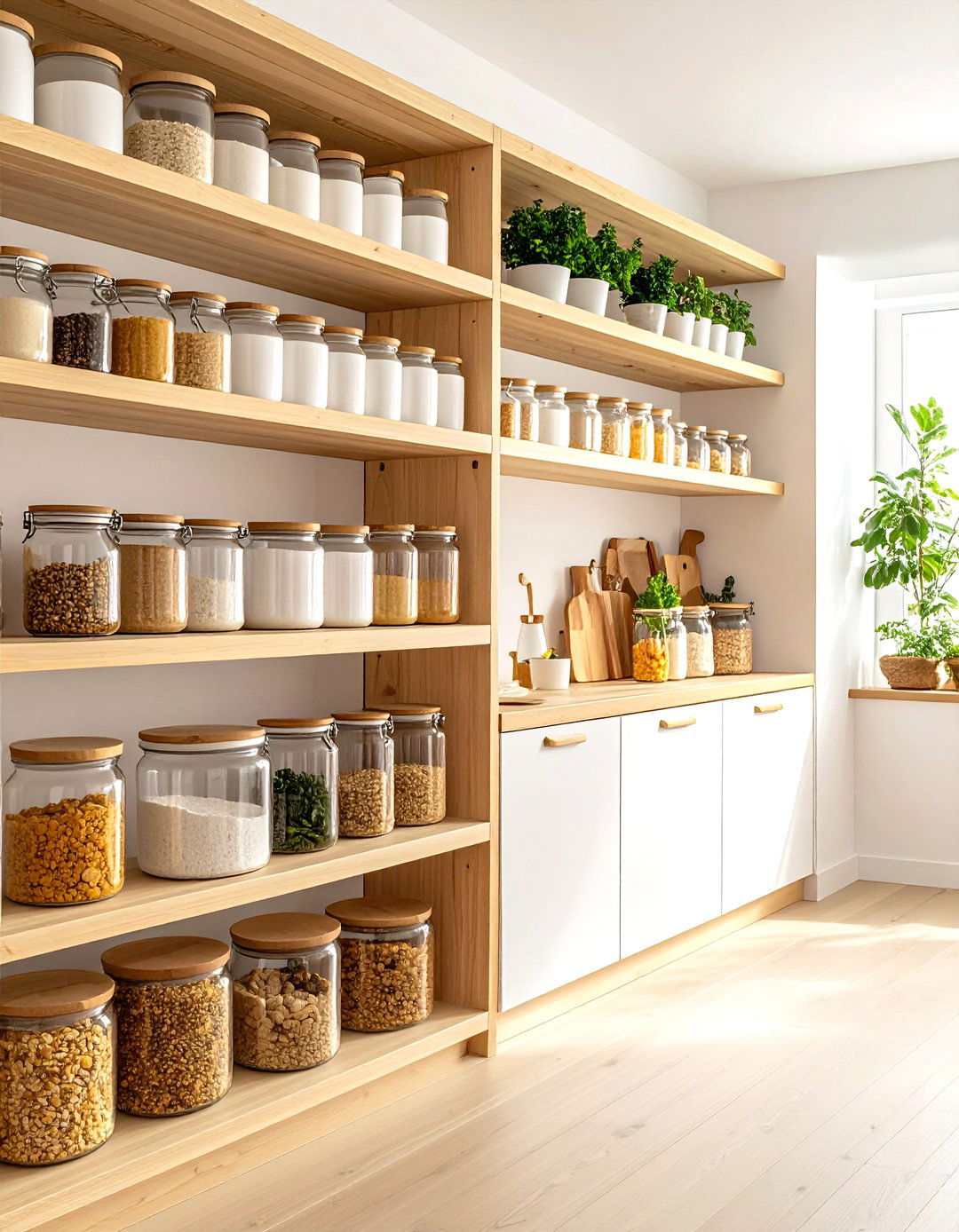 Scandinavian Light Wood Pantry Shelving - 20 Pantry Shelving Ideas