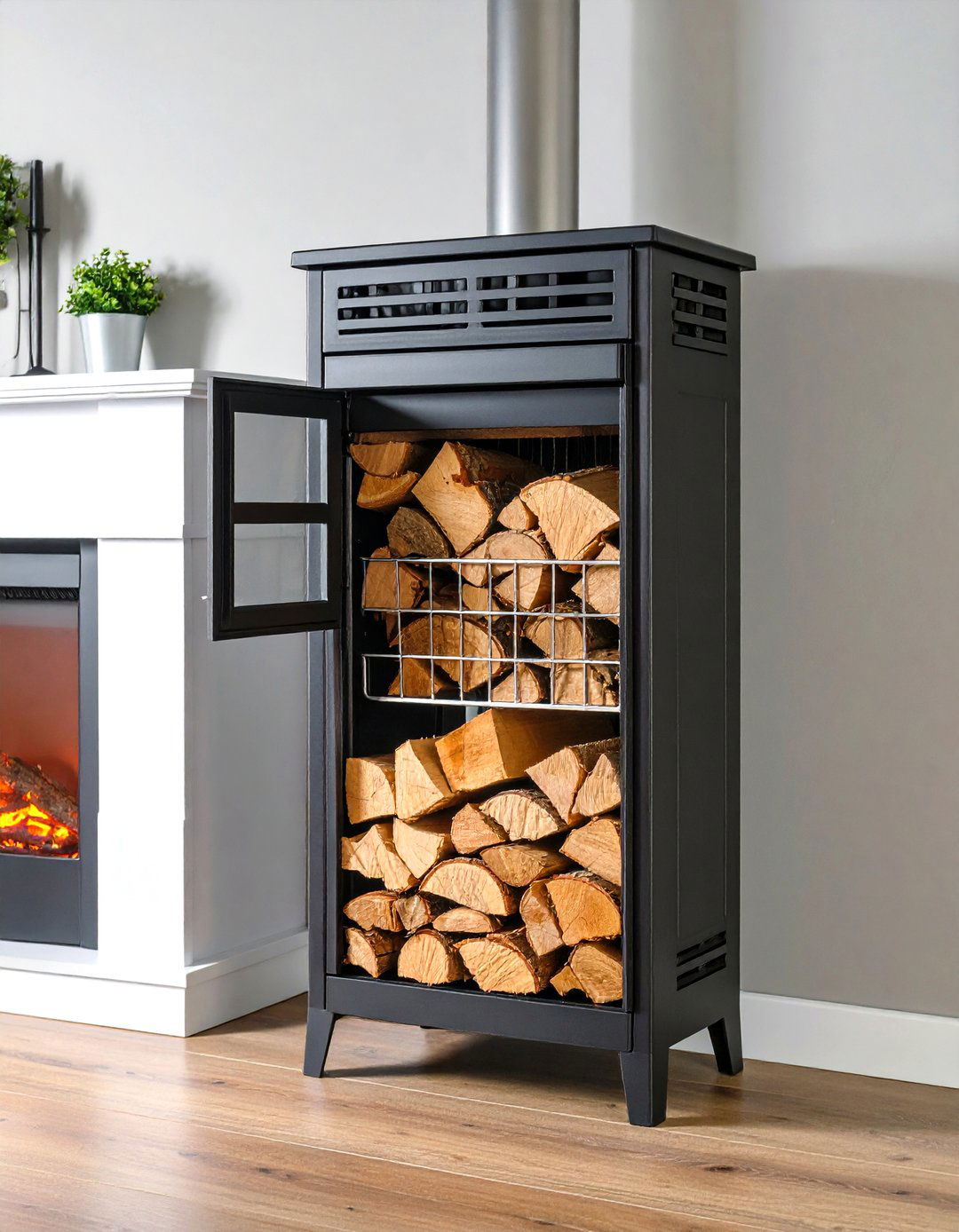 Scandinavian Low Profile Cabinets around a Sleek Fireplace - 20 Fireplace Built-in Ideas