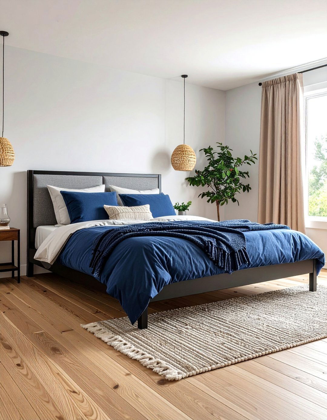 Scandinavian Minimal Black and Blue Bedroom - 20 Black and Blue Bedroom Ideas