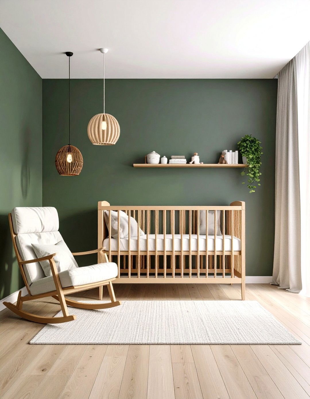 Scandinavian Minimalism Meets Dark Green Nursery - 20 Dark Green Nursery Ideas