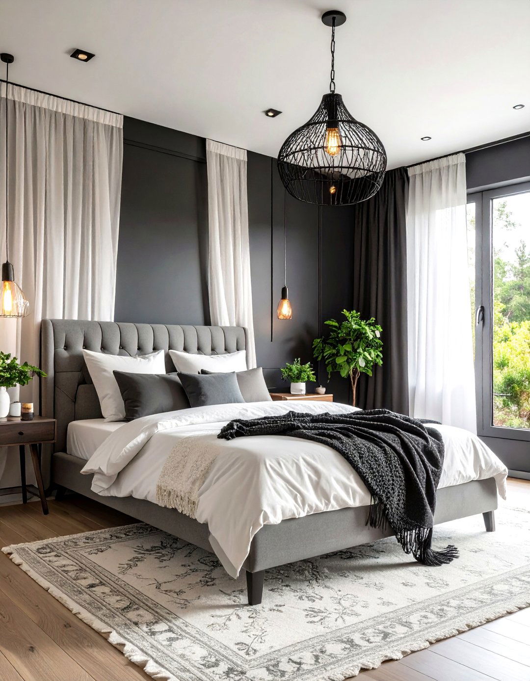 Scandinavian Minimalism with Delicate Lace - 20 Feminine Black and White Bedroom Ideas