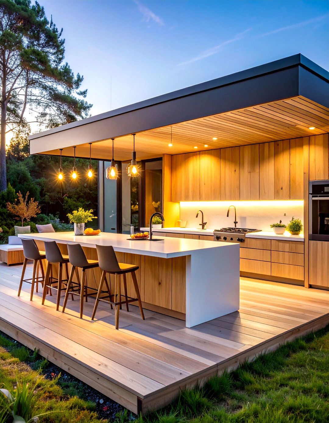 Scandinavian Minimalist L Shaped Outdoor Kitchen - 20 L Shaped Outdoor Kitchen Ideas