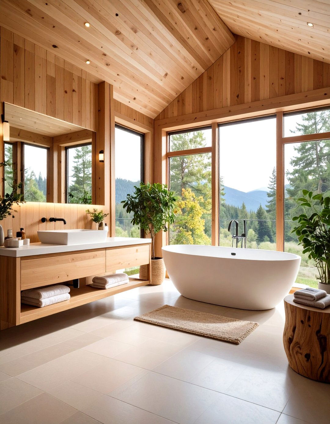 Scandinavian Minimalist Log Cabin Bathroom - 20 Log Cabin Bathroom Ideas