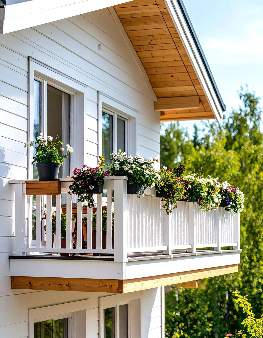 Scandinavian Modern Juliet Balcony with Light Woods - 20 Juliet Balcony Ideas