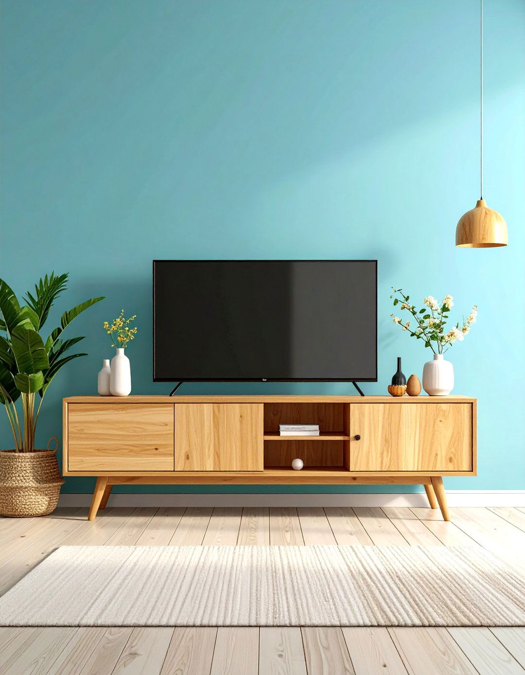 Scandinavian Oak Console - 20 Tv Wall Ideas