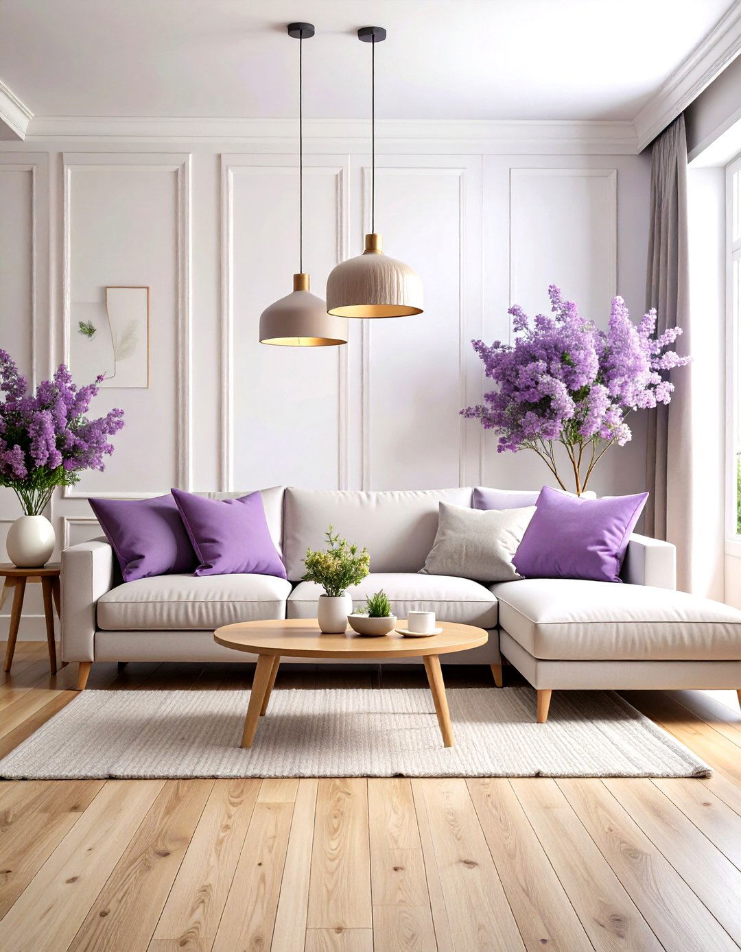 Scandinavian Purple Living Room with Lilac Touches - 20 Purple Living Room Ideas