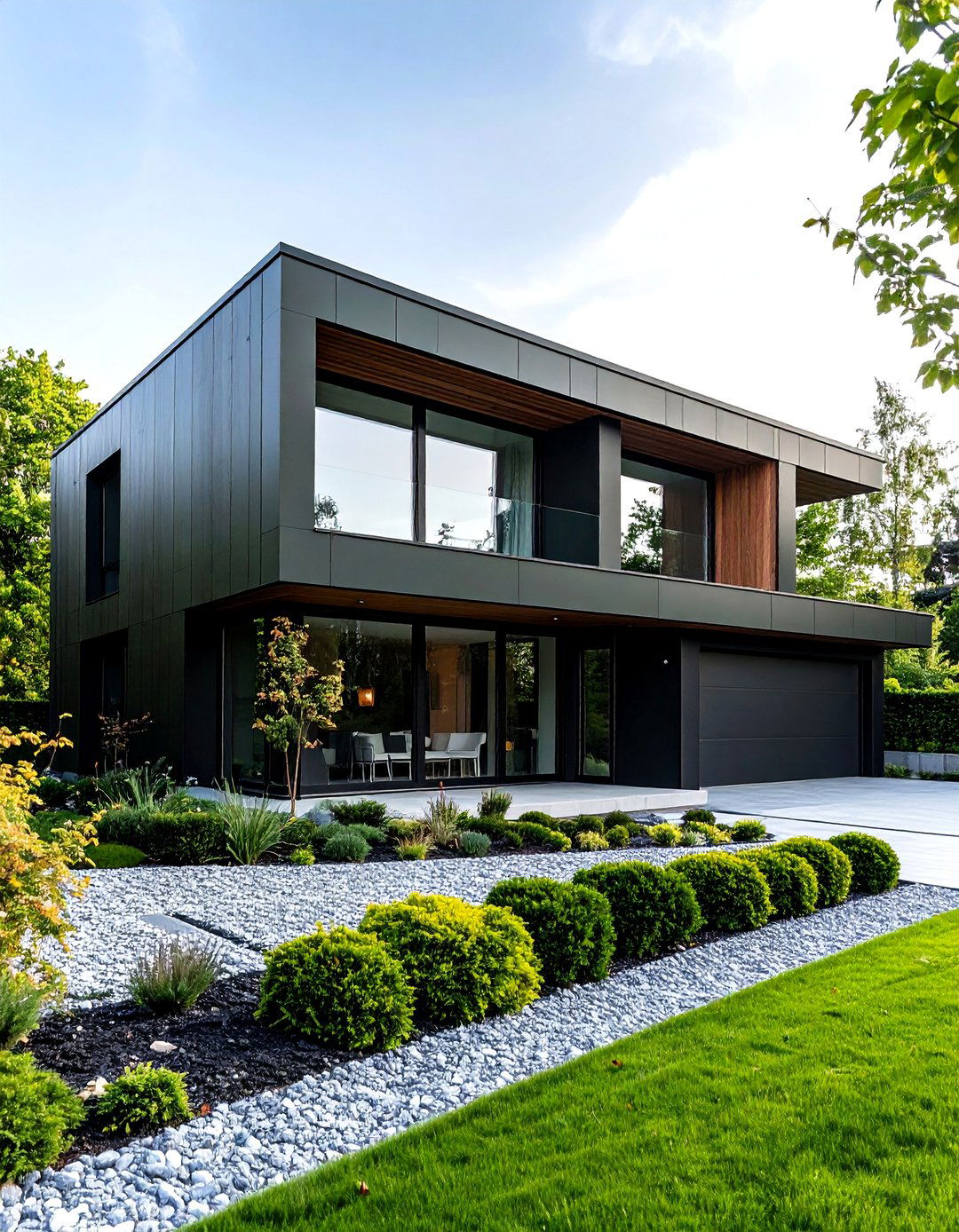 Scandinavian Simplicity Dark Olive Green House with Black Framed Glass - 20 Dark Olive Green House With Black Trim
