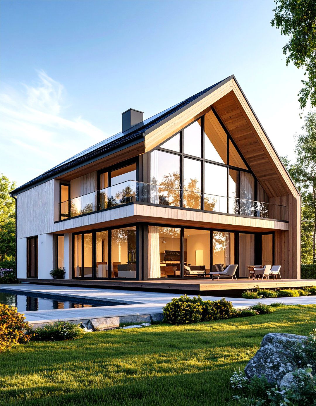 Scandinavian Style House with Black Wood Frame Windows - 20 Houses With Black Windows
