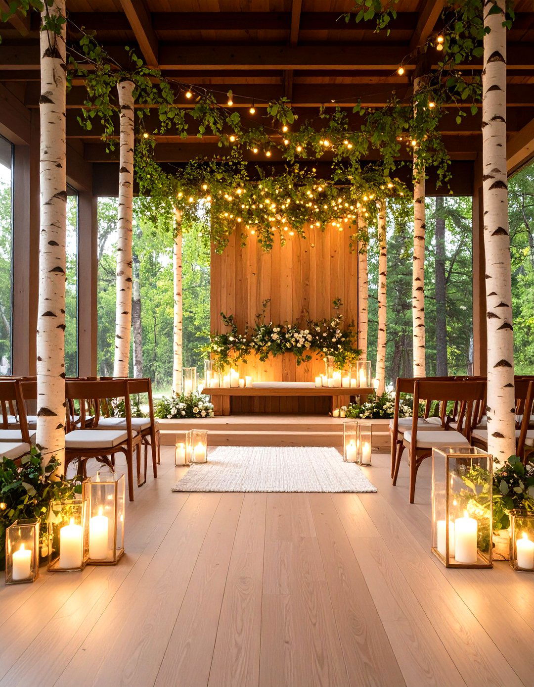 Scandinavian Wedding Altar with Natural Birch Elements - 20 Wedding Altar Ideas