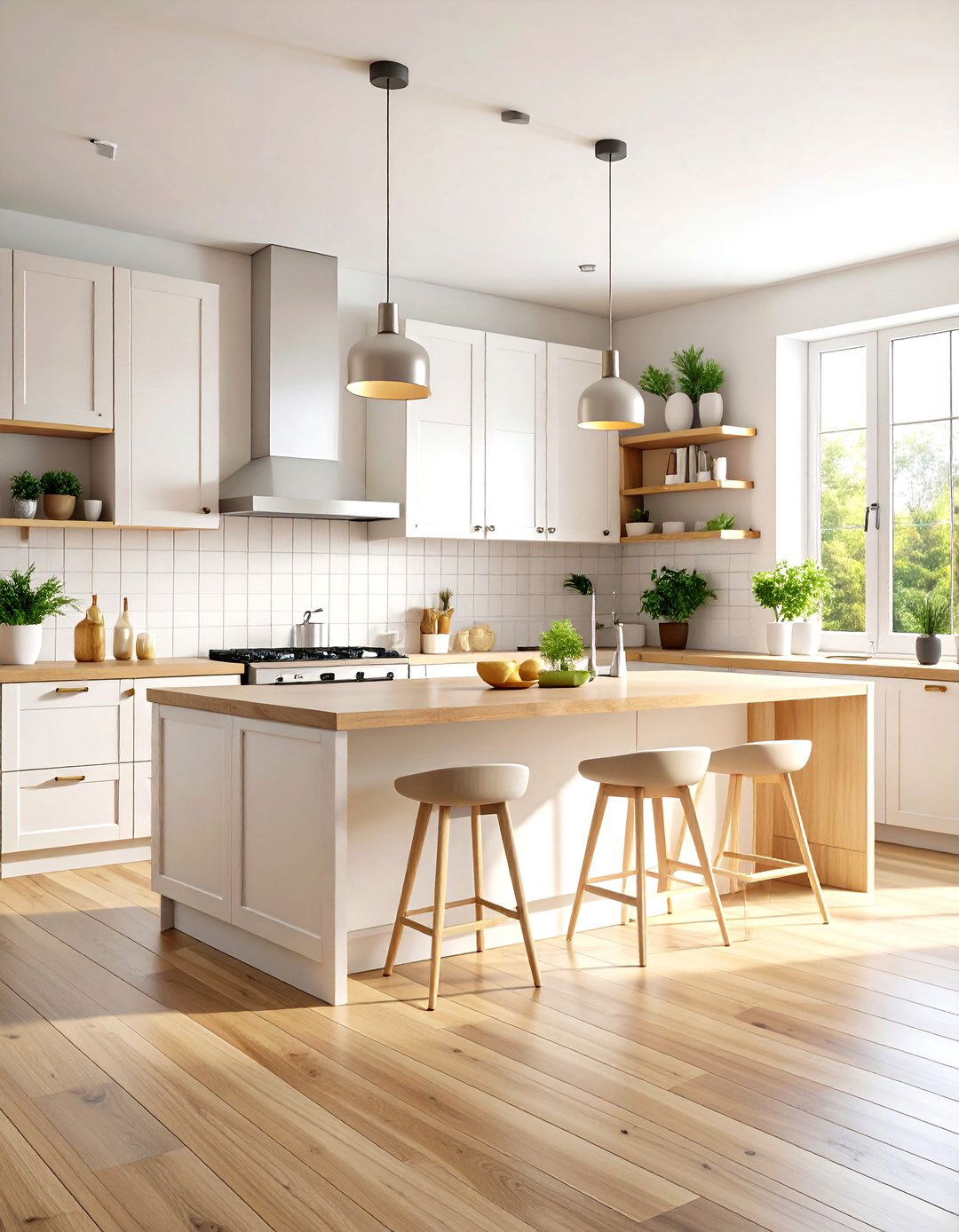 Scandinavian White Kitchen with Stainless Steel Appliances - 20 White Kitchen with Stainless Steel Appliances Ideas